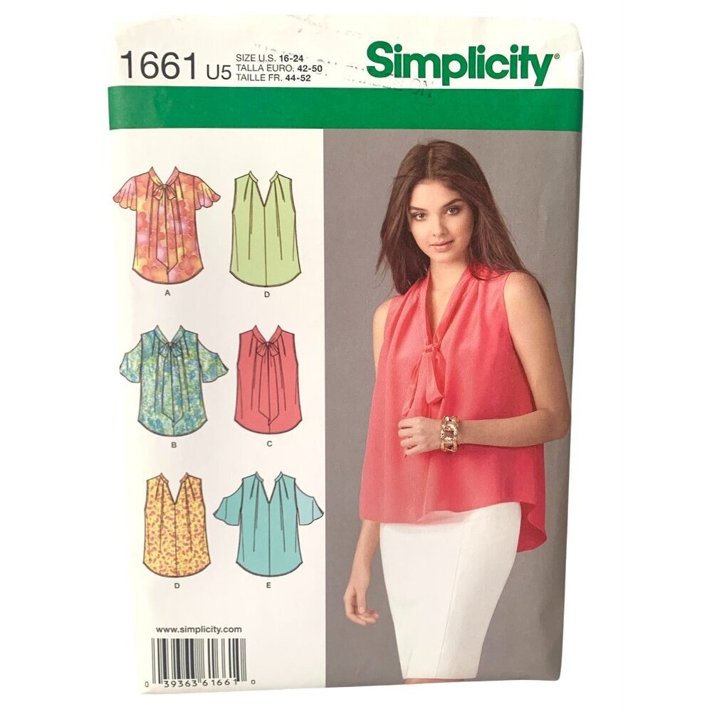 Simplicity 1661 Pattern Misses Top Sleeve Variations UNCUT Size 16 18 20 22 24